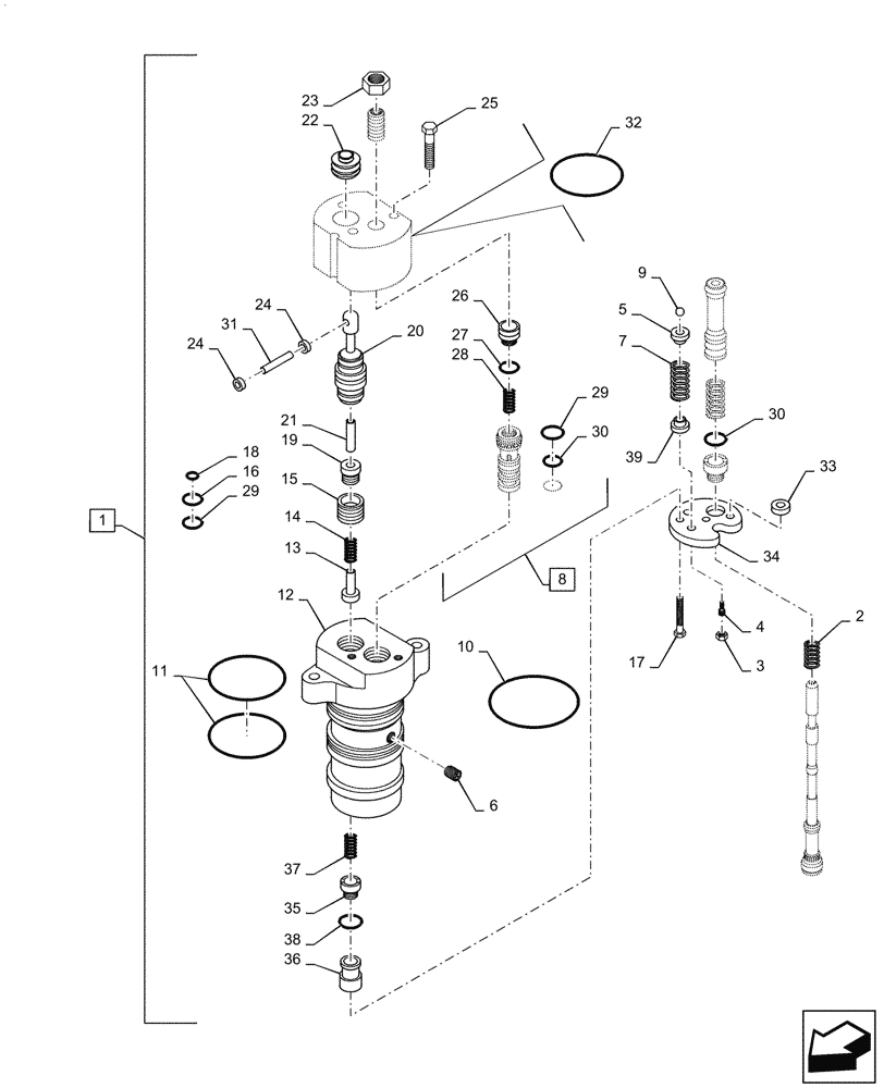 Схема запчастей Case IH FARMALL 50A - (35.100.AB[09]) - CONTROL VALVE ASSY, HYDRAULIC POWER LIFT, 1500 KG (35) - HYDRAULIC SYSTEMS