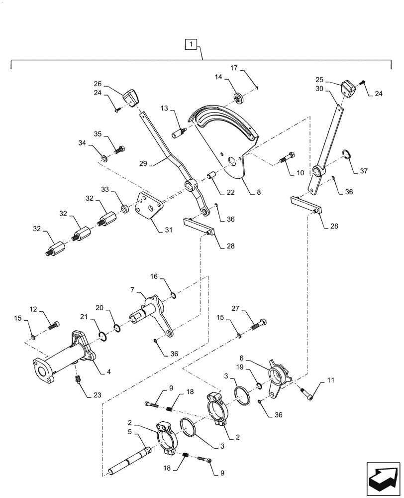 Схема запчастей Case IH FARMALL 50A - (35.100.AB[07]) - CONTROL LEVER ASSY, HYDRAULIC POWER LIFT, 1500 KG (35) - HYDRAULIC SYSTEMS