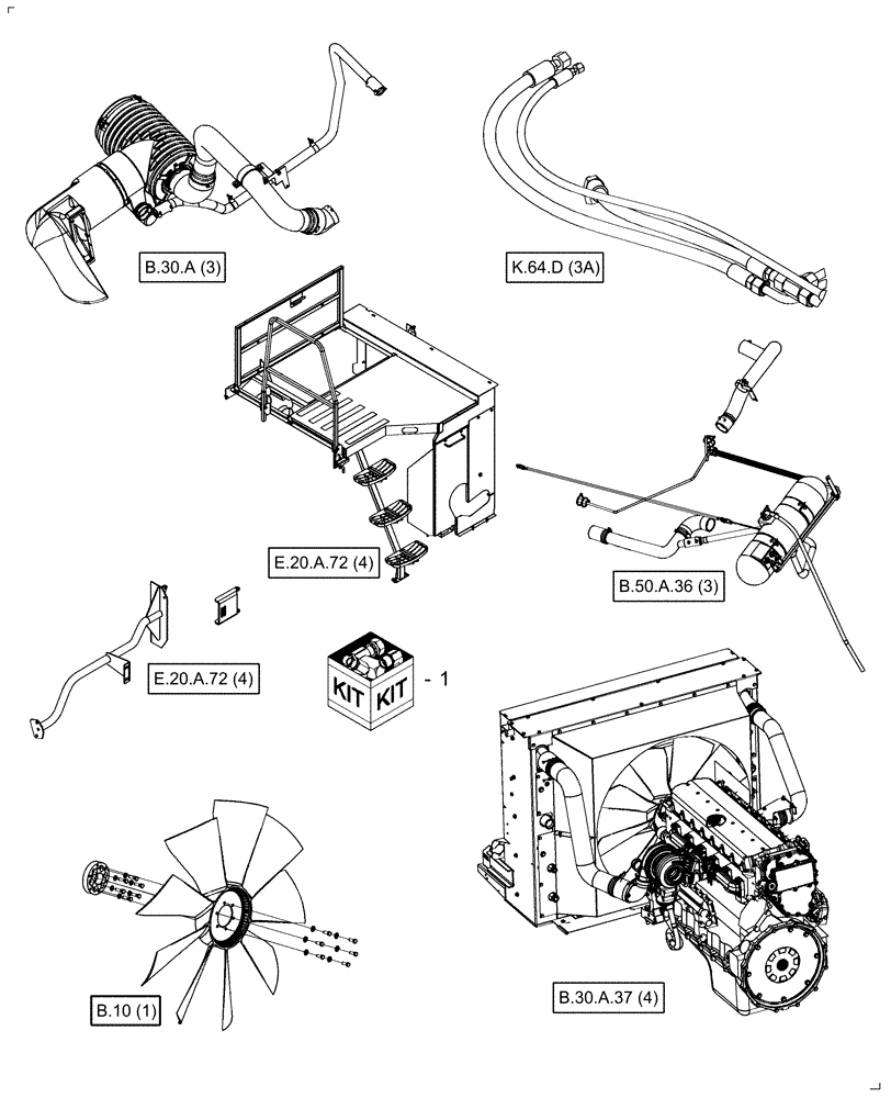 Схема запчастей Case IH AFX8010 - (B.10[3]) - KIT, SINGLE PLANE UPGRADE, MY06 B - Power Production