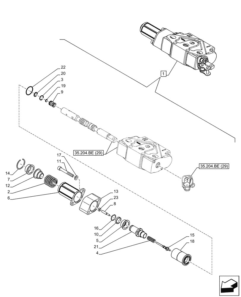 Схема запчастей Case IH FARMALL 85C - (35.204.BE[30]) - VAR - 743569 - REMOTE CONTROL VALVE, DISTRIBUTOR, COMPONENTS - MECHANICAL (35) - HYDRAULIC SYSTEMS