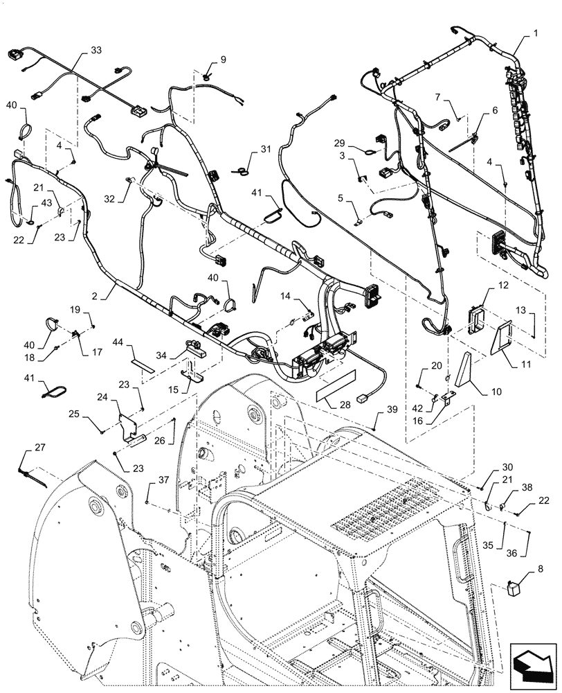 Схема запчастей Case IH SR220 - (55.101.AC[02]) - WIRE HARNESS & CONNECTOR, MECHANICAL CONTROLS, OPEN CAB (14-NOV-2016 & NEWER) (55) - ELECTRICAL SYSTEMS