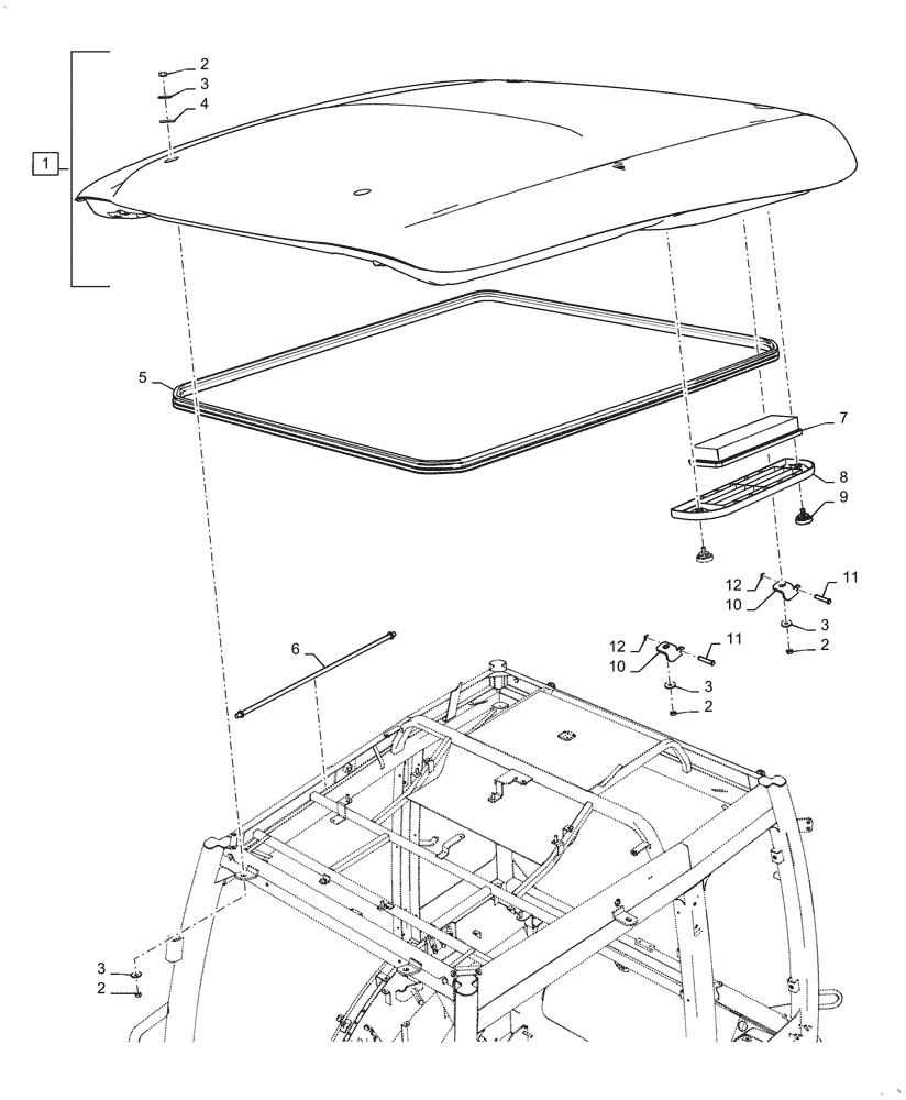 Схема запчастей Case IH FARMALL 40C - (90.150.050) - CAB ROOF (90) - PLATFORM, CAB, BODYWORK AND DECALS