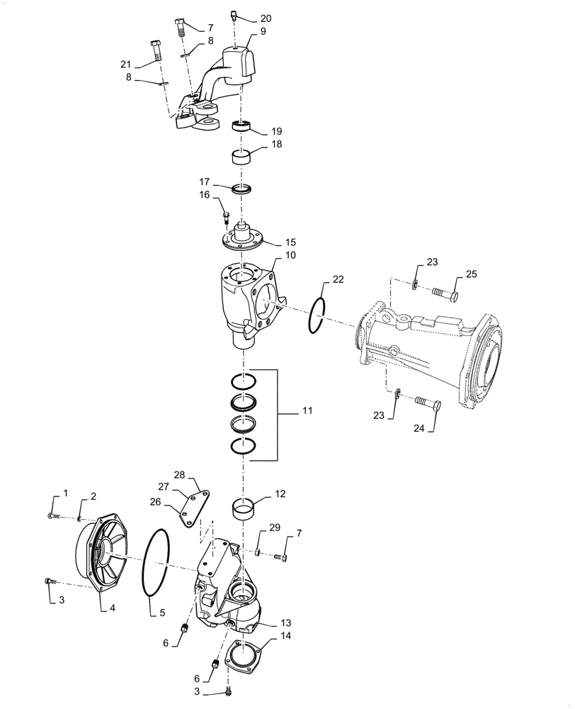 Схема запчастей Case IH FARMALL 45C - (25.100.050) - FRONT AXLE, RH (25) - FRONT AXLE SYSTEM