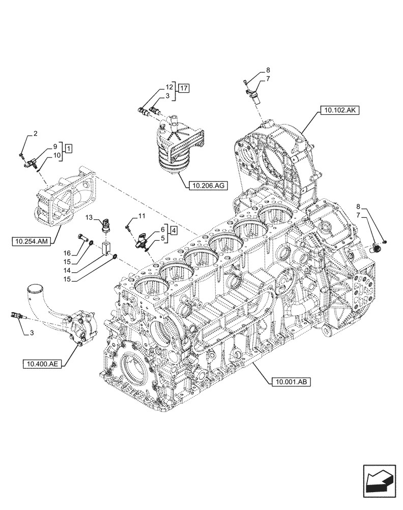 Схема запчастей Case IH F2CFE613J B047 - (55.015.AC) - ENGINE, SENSOR (55) - ELECTRICAL SYSTEMS