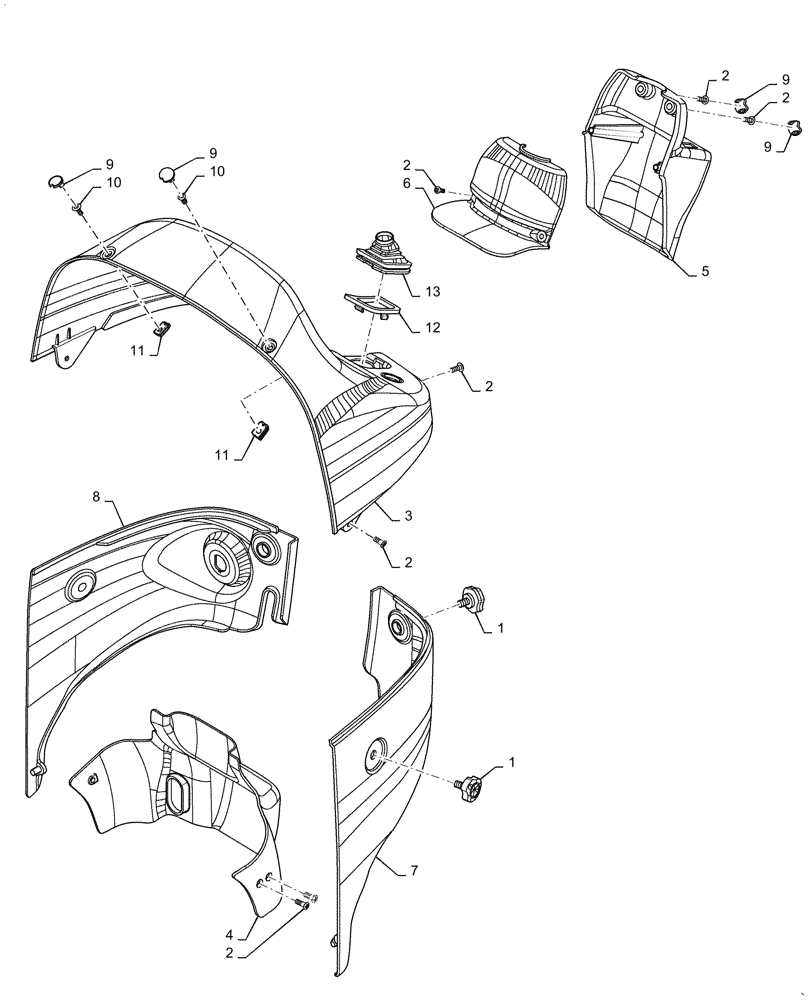 Схема запчастей Case IH FARMALL 35C - (90.160.010) - PANEL, CAB, FRONT (90) - PLATFORM, CAB, BODYWORK AND DECALS