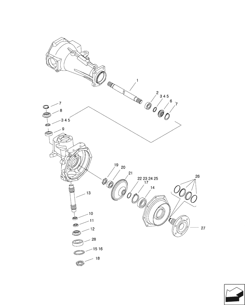 Схема запчастей Case IH FARMALL 45C - (25.100.020) - FRONT AXLE (25) - FRONT AXLE SYSTEM