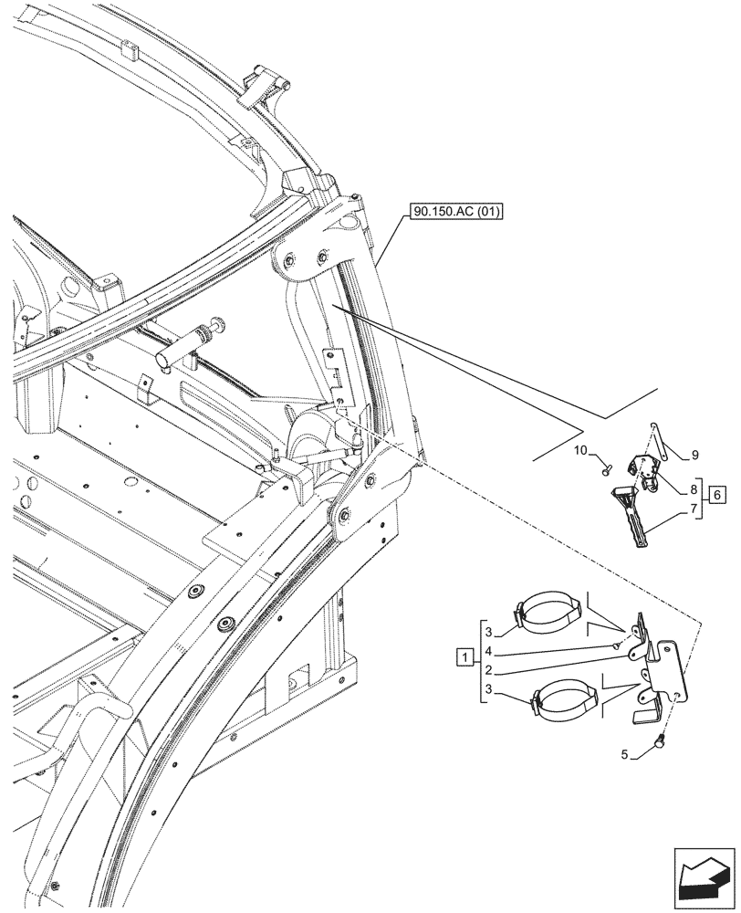 Схема запчастей Case IH PUMA 150 - (88.130.AA[03]) - VAR - 758664, 758665, 758667, 758669 - FIRE EXTINGUISHER, SUPPORT, HAMMER (88) - ACCESSORIES