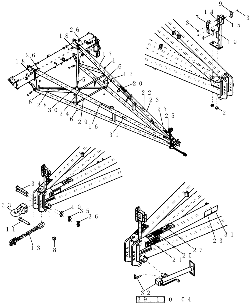 Схема запчастей Case IH 800 - (39.110.01) - HITCH ASSEMBLY (39) - FRAMES AND BALLASTING
