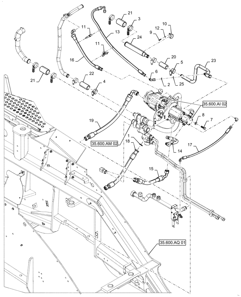 Схема запчастей Case IH QUADTRAC 500 - (35.600.BH[02]) - HIGH FLOW HYDRAULIC LINES (ASN ZGF309205) (35) - HYDRAULIC SYSTEMS
