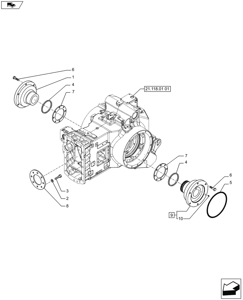 Схема запчастей Case IH PUMA 170 - (27.100.02) - TRANSMISSION, COVERS AND SUPPORTS (27) - REAR AXLE SYSTEM