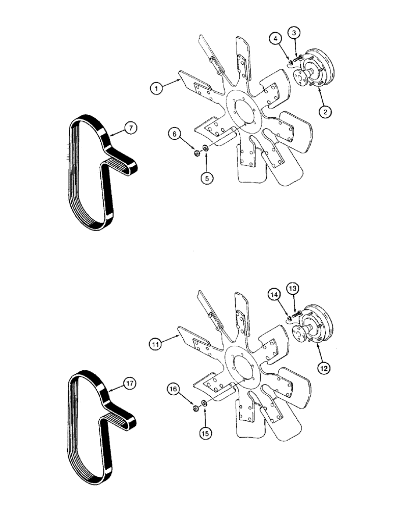 Схема запчастей Case IH 8950 - (2-008) - RADIATOR FAN AND MOUNTING PARTS (02) - ENGINE