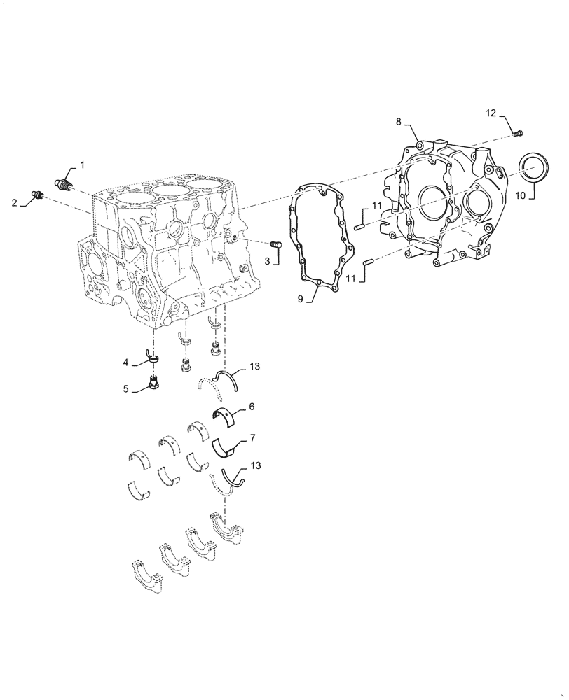Схема запчастей Case IH FARMALL 35C - (10.001.020) - CRANKCASE (10) - ENGINE