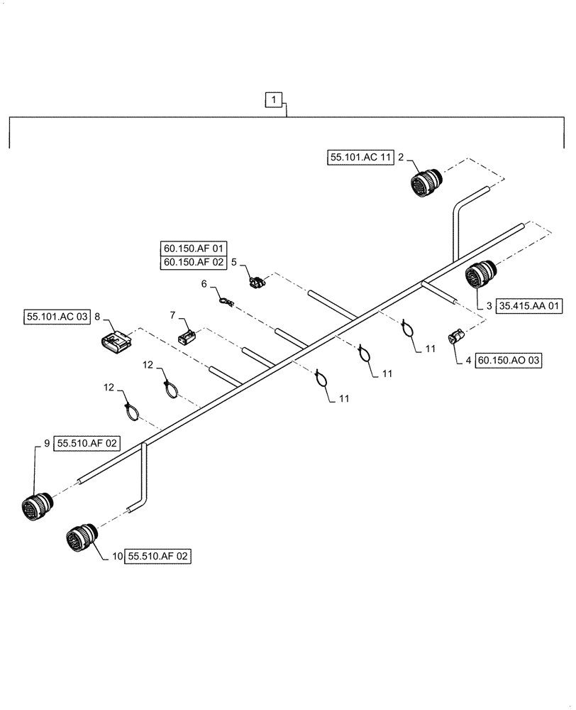 Схема запчастей Case IH 7240 - (55.101.AC[23]) - MAIN FRAME FRONT WIRE HARNESS & CONNECTOR (55) - ELECTRICAL SYSTEMS