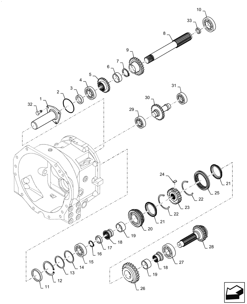 Схема запчастей Case IH FARMALL 45C - (21.140.010) - MAIN SHAFT, NO CREEP. MECHANICAL TRANSMISSION (21) - TRANSMISSION