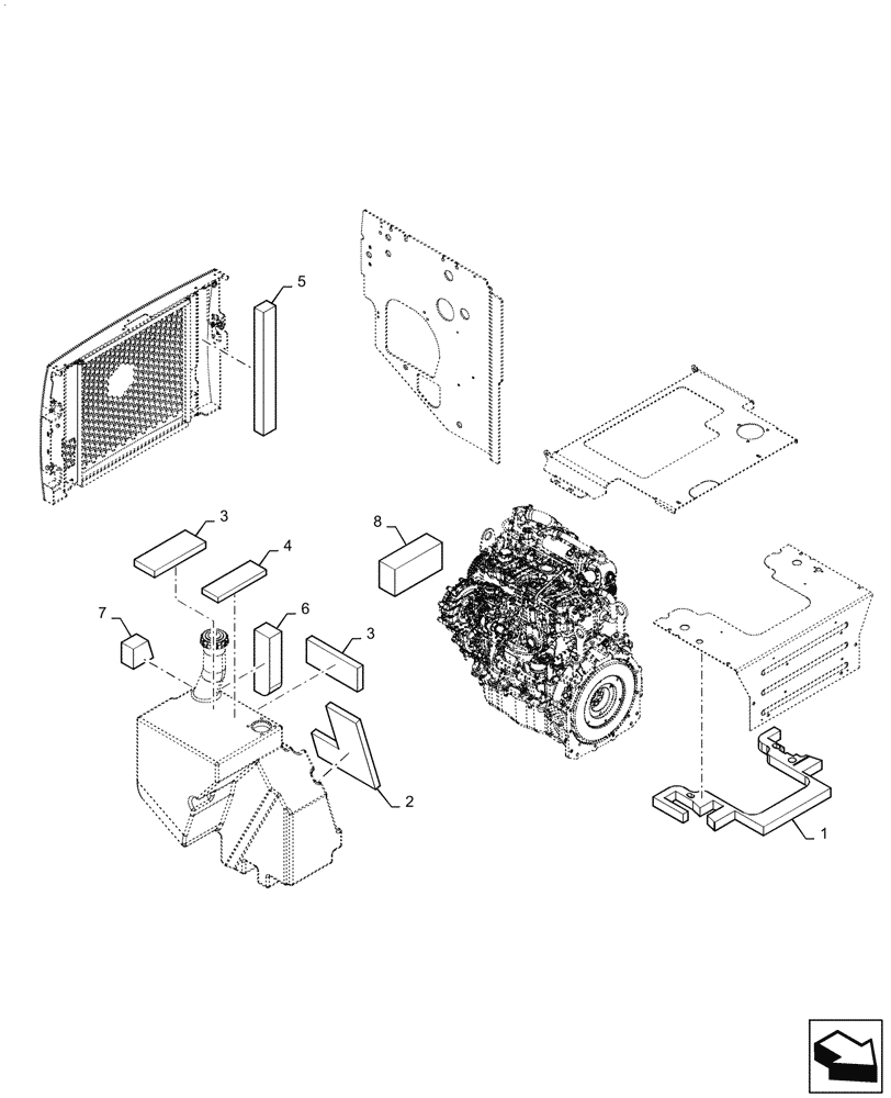 Схема запчастей Case IH SR270 - (90.105.010[02]) - ENGINE SOUND ACC, BASIC (90) - PLATFORM, CAB, BODYWORK AND DECALS