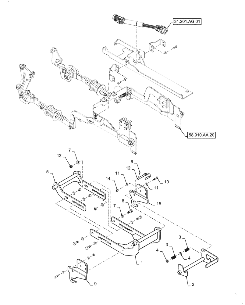 Схема запчастей Case IH MW266S - (58.910.AA[19]) - VAR - 717966266, 717966276 - MOWER DECK MOUNTING PARTS, 66", CL2, T4, REPWR (58) - ATTACHMENTS/HEADERS