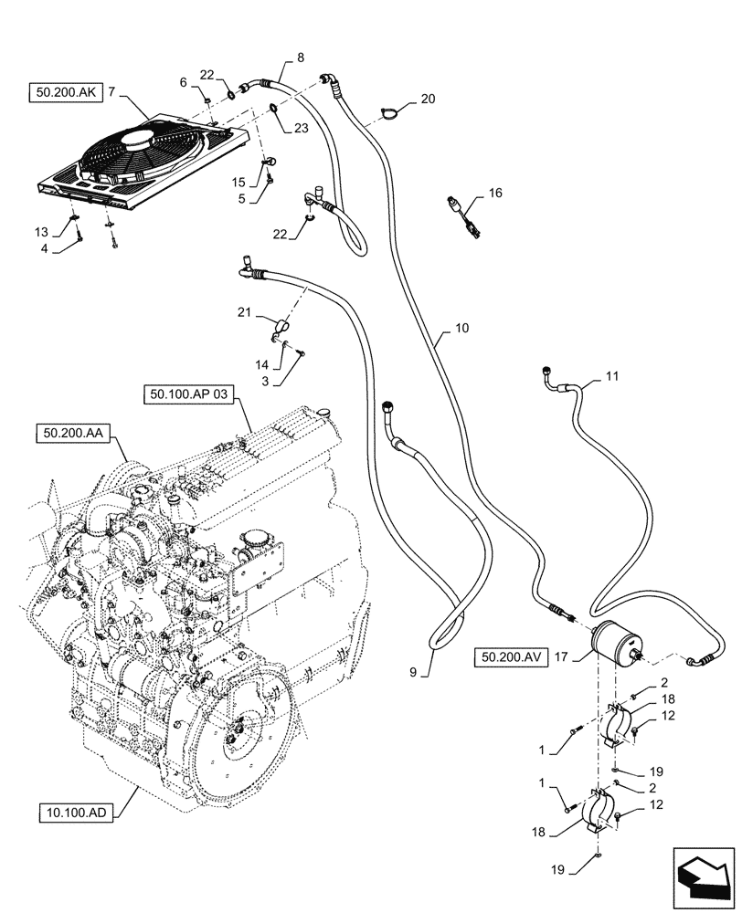 Схема запчастей Case IH SV185 - (50.200.BY) - AIR CONDITIONER, PLUMBING - BEFORE 04-JUN-2015 (50) - CAB CLIMATE CONTROL