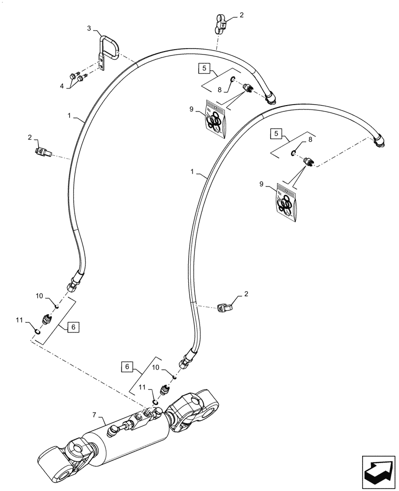 Схема запчастей Case IH MAGNUM 310 - (35.124.AE[04]) - VAR - 429406 - HYDRAULIC HOSE, TOP LINK, HYDRAULIC, CAT 4, HEAVY DUTY REAR AXLE (35) - HYDRAULIC SYSTEMS