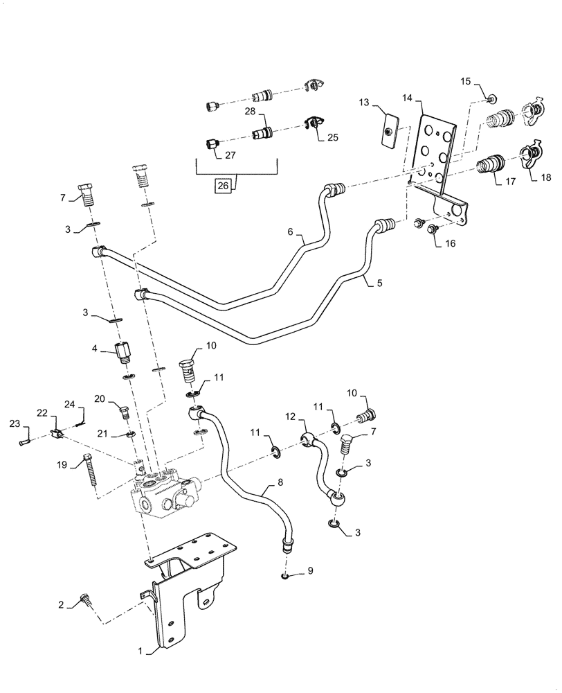 Схема запчастей Case IH FARMALL 45C - (35.300.050) - REMOTE CONTROL LINES (35) - HYDRAULIC SYSTEMS