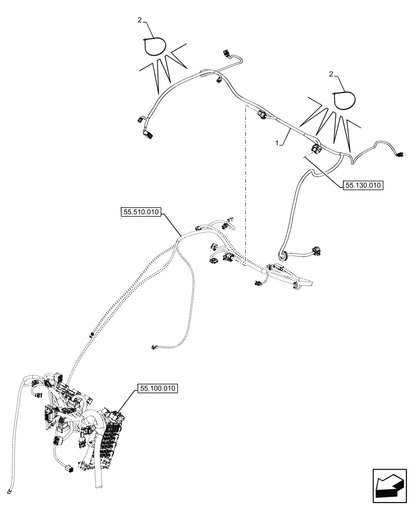 Схема запчастей Case IH FARMALL 80V - (55.510.160) - VAR - 301066, 301068, 342433, 342436 - MAIN HARNESS, 4WD, ELECTRONIC DRAFT CONTROL (EDC), CAB (55) - ELECTRICAL SYSTEMS