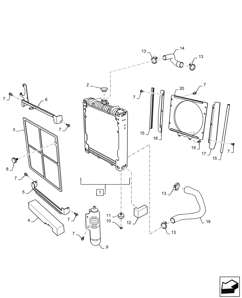 Схема запчастей Case IH FARMALL 35C - (10.400.010) - RADIATOR & RELATED PARTS (10) - ENGINE