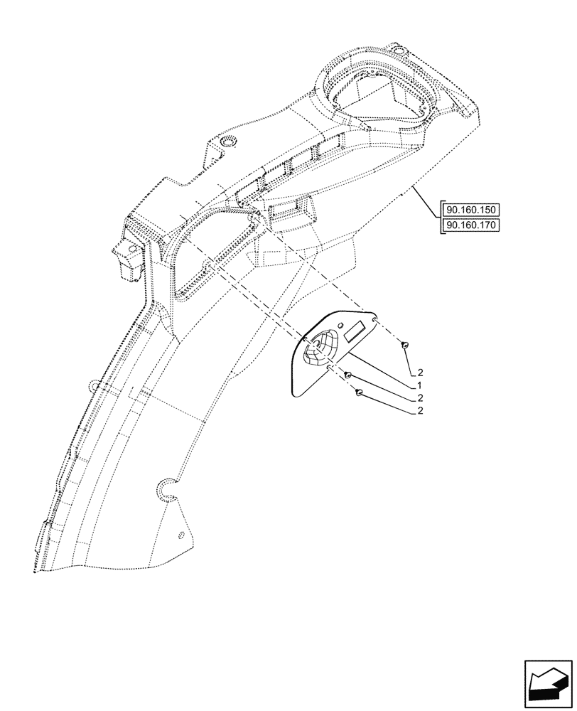 Схема запчастей Case IH FARMALL 80V - (90.160.380) - VAR - 342380, 342381 - TRIM PANEL, PILLAR, CAB (90) - PLATFORM, CAB, BODYWORK AND DECALS