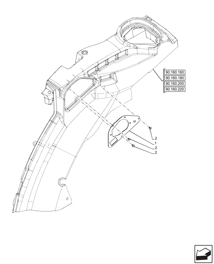 Схема запчастей Case IH FARMALL 80V - (90.160.390) - VAR - 342382, 342383 - TRIM PANEL, PILLAR, CAB (90) - PLATFORM, CAB, BODYWORK AND DECALS