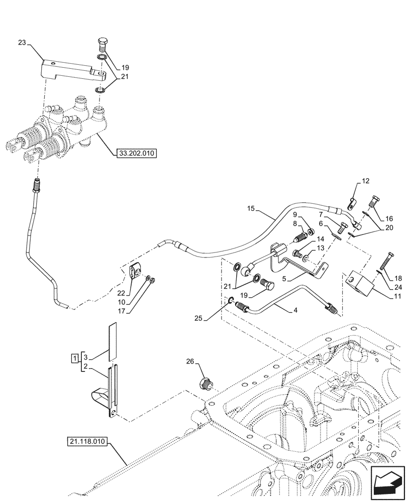 Схема запчастей Case IH FARMALL 80V - (33.202.120) - VAR - 743524, 759011 - BRAKE FLUID, LINES, LEFT HAND (33) - BRAKES & CONTROLS