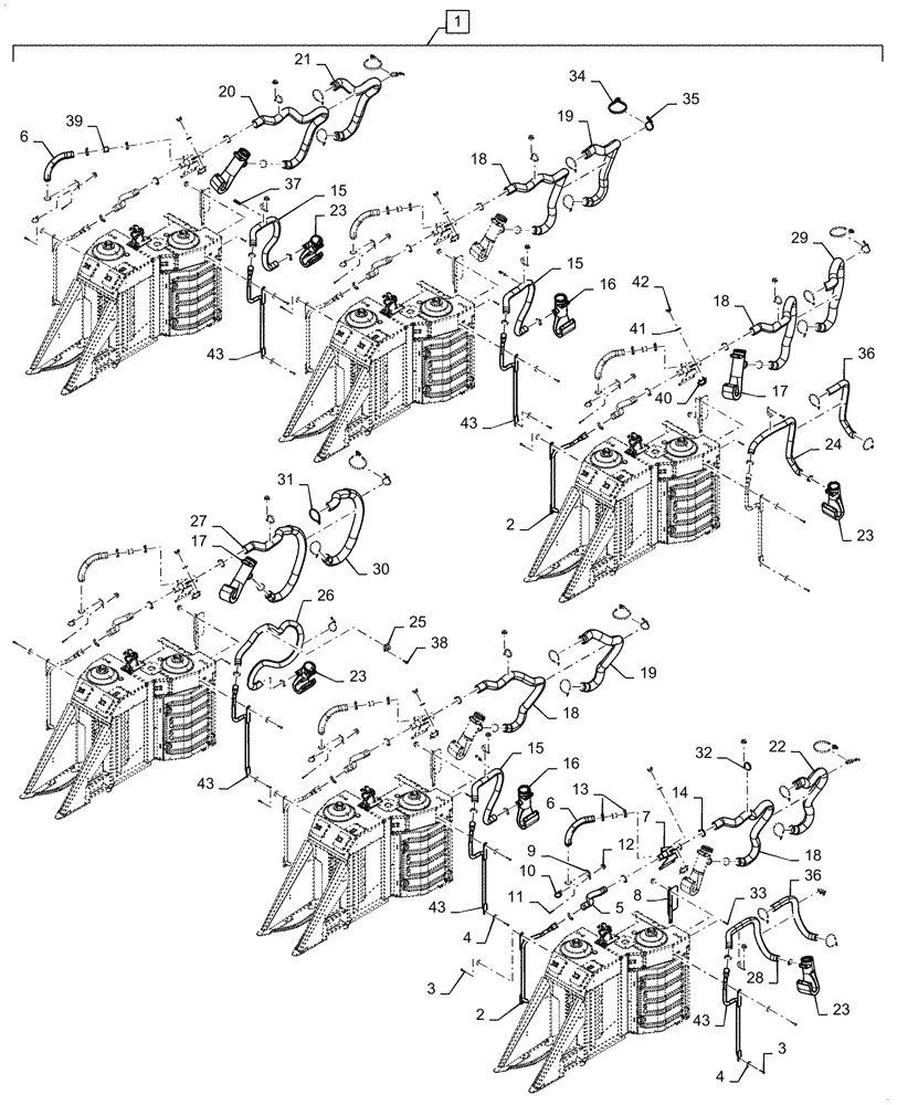 Схема запчастей Case IH 635 - (88.080.03) - KIT, JET POST HOSES, 6 ROW, WIDE (88) - ACCESSORIES
