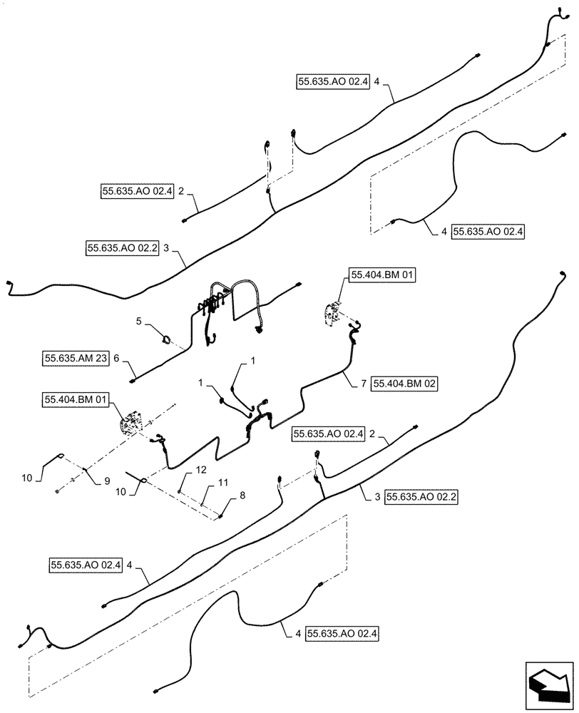 Схема запчастей Case IH PATRIOT 4440 - (55.101.AC[06]) - BOOM WIRE HARNESS, 90 6 SECTION LOW FLOW LAYOUT, BSN YGT044001 (55) - ELECTRICAL SYSTEMS