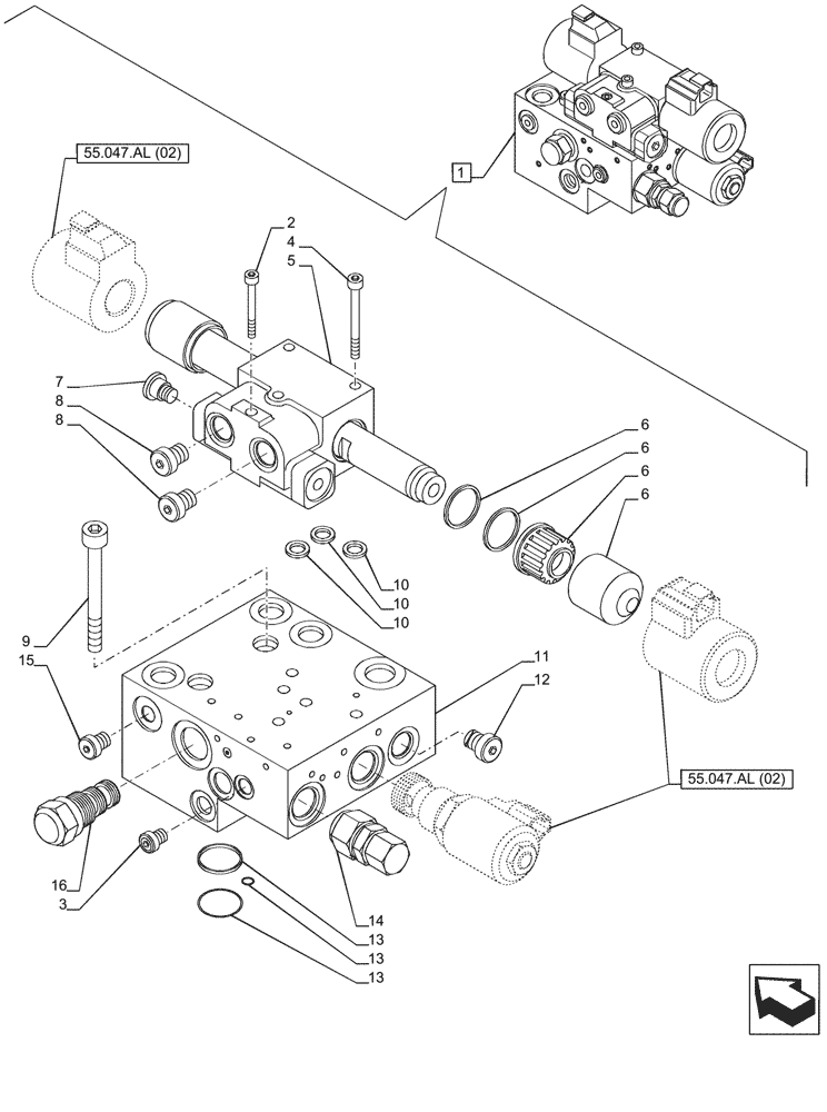 Схема запчастей Case IH PUMA 165 CVT - (41.432.AE[02]) - VAR - 758268, 758269, 758272, 758273, 758276, 758277 - STEERING VALVE, COMPONENTS (41) - STEERING