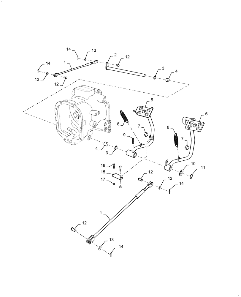 Схема запчастей Case IH FARMALL 40A - (33.120.020) - BRAKE PEDALS, MECHANICAL TRANSMISSION (33) - BRAKES & CONTROLS