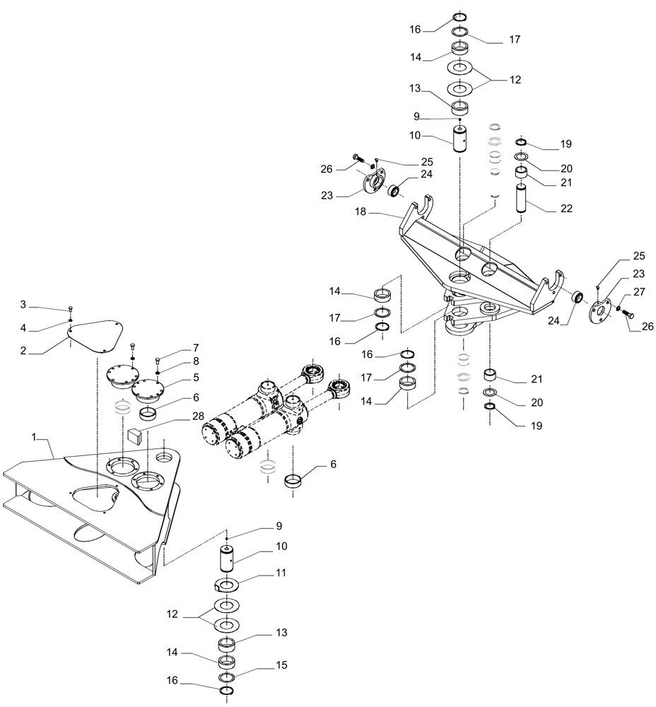 Схема запчастей Case IH A7000 - (A08.01[01]) - Elevator Slew Mechanism (13) - FEEDER