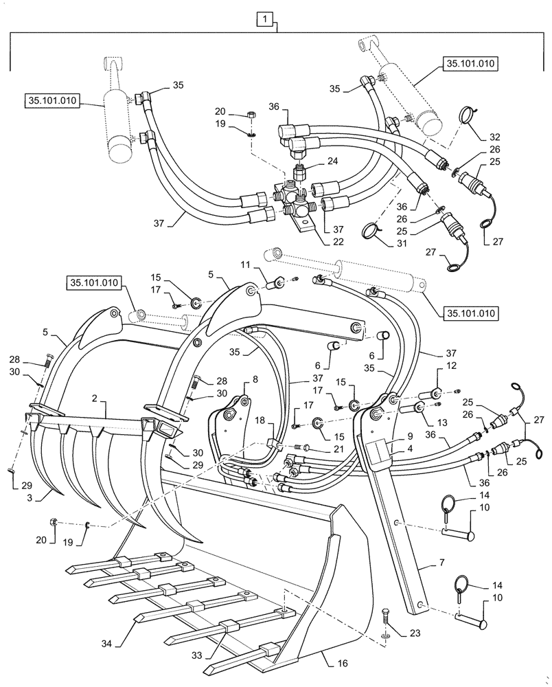 Схема запчастей Case IH L745 - (82.301.530) - VAR - 717494006 - 83", MAXI GRAPPLE MK2 - T (82) - FRONT LOADER & BUCKET