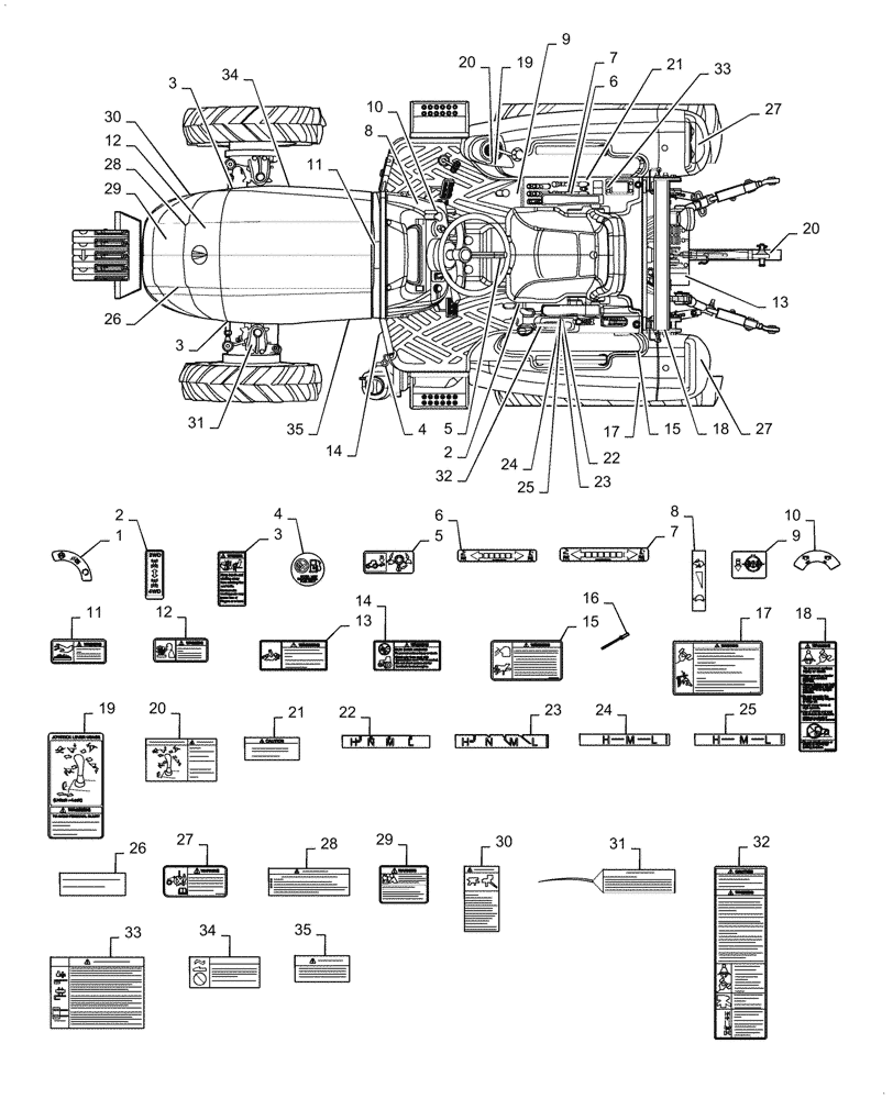 Схема запчастей Case IH FARMALL 40C - (90.108.010) - SAFETY DECALS (90) - PLATFORM, CAB, BODYWORK AND DECALS