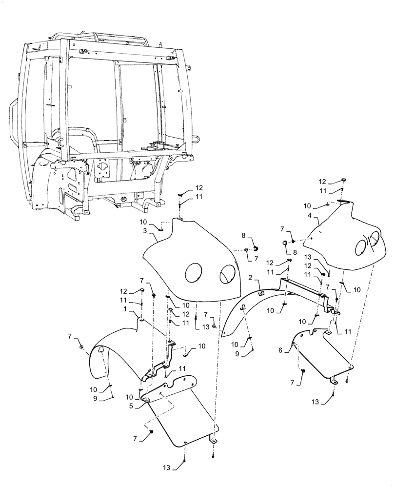 Схема запчастей Case IH FARMALL 40C - (90.116.010) - FENDER, MUDGUARD (90) - PLATFORM, CAB, BODYWORK AND DECALS