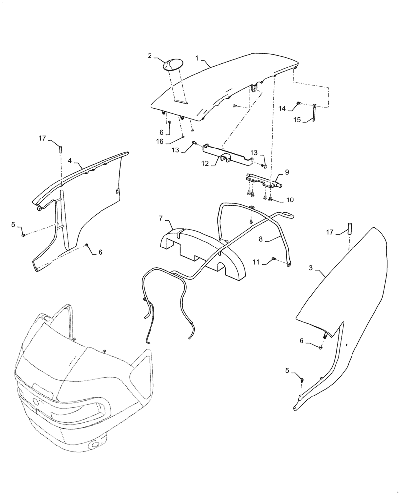 Схема запчастей Case IH FARMALL 40A - (90.100.020) - HOOD (90) - PLATFORM, CAB, BODYWORK AND DECALS