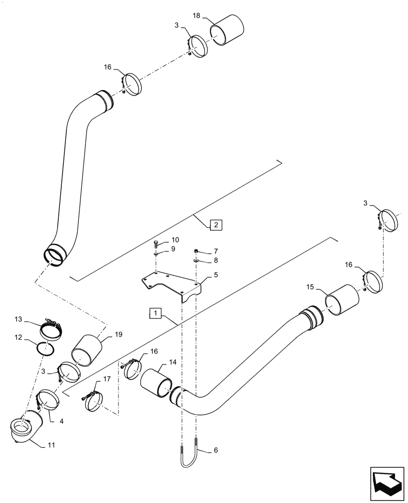 Схема запчастей Case IH 9230 - (10.310.02) - CHARGE AIR CIRCUIT 82/9230 T2/T4 (10) - ENGINE
