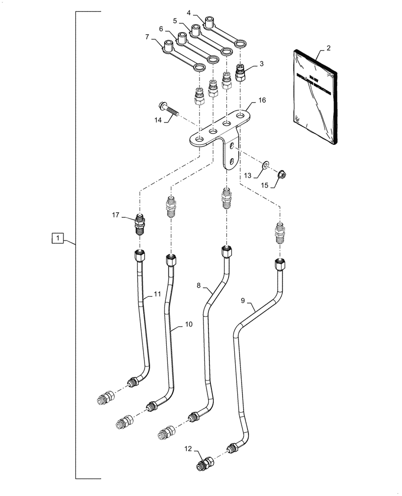 Схема запчастей Case IH L340A - (88.100.35[02]) - DIA KIT, MID MOUNT PLUMBING KIT (88) - ACCESSORIES