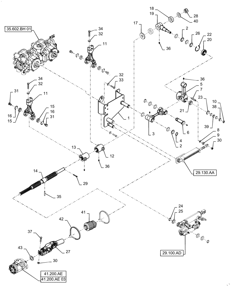 Схема запчастей Case IH WD1203 - (29.200.AM) - PROPULSION CONTROL, 4 CYL (29) - HYDROSTATIC DRIVE