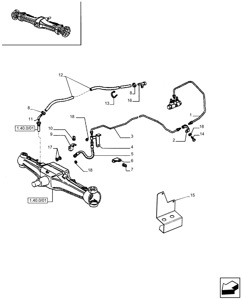 Схема запчастей Case IH JX75 - (1.68.5/03) - (VAR.115) 4WD FRONT AXLE WITH SLIP CONTROL FRONT BRAKE - PIPES (05) - REAR AXLE