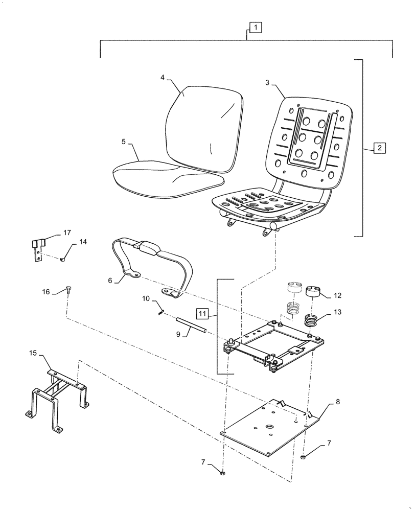 Схема запчастей Case IH FARMALL 35A - (90.120.010) - SEAT (90) - PLATFORM, CAB, BODYWORK AND DECALS