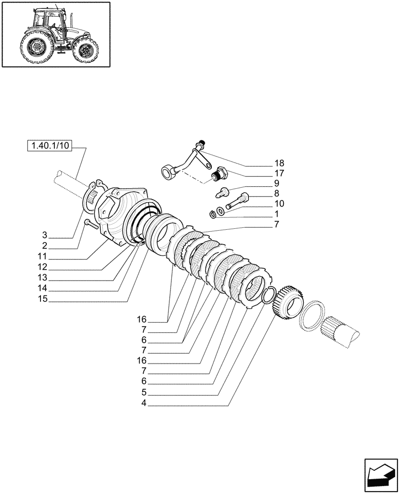 Схема запчастей Case IH JX75 - (1.40.1/09[02]) - (VAR.115) 20X12 TRANSMISSION W/FRONT BRAKE & LIMITED SLIP - FRONT BRAKE DISCS (04) - FRONT AXLE & STEERING