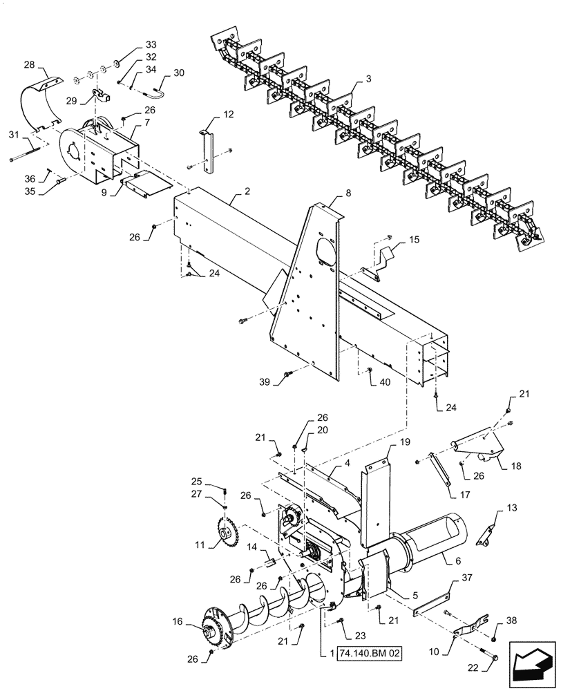 Схема запчастей Case IH 5088 - (74.140.AK[05]) - TAILINGS ELEVATOR CHAIN - BSN Y9G001953 (74) - CLEANING