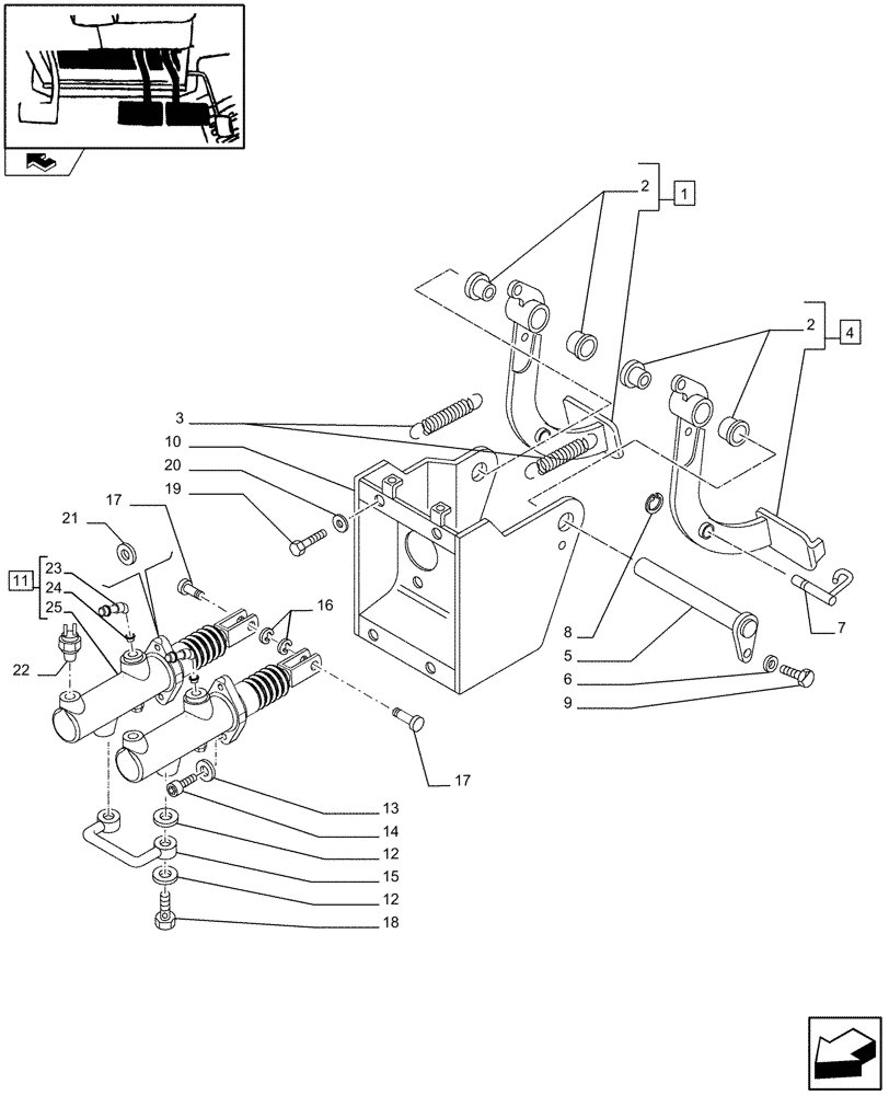 Схема запчастей Case IH FARMALL 95 - (1.92.68[01]) - BRAKE PEDALS (10) - OPERATORS PLATFORM/CAB