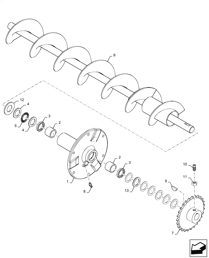 Схема запчастей Case IH 7088 - (74.140.BM[02]) - TAILINGS ELEVATOR UPPER AUGER, BSN Y9G001953 (74) - CLEANING