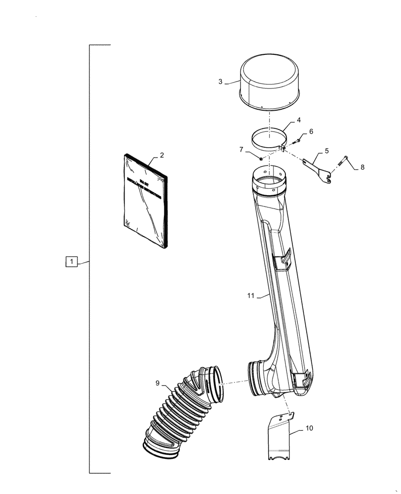 Схема запчастей Case IH STEIGER 500 - (88.010.07) - DIA KIT, AIR PRE-CLEANER ASSY (88) - ACCESSORIES