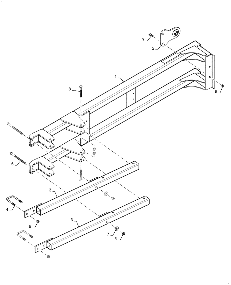 Схема запчастей Case IH TM255 - (37.166.040) - REAR HITCH ASSEMBLY, 35 FOOT (37) - HITCHES, DRAWBARS & IMPLEMENT COUPLINGS