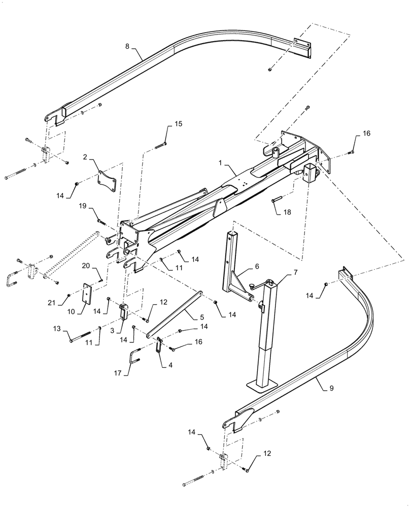 Схема запчастей Case IH TM255 - (37.166.050) - REAR HITCH ASSEMBLY, 51 - 60 FOOT (37) - HITCHES, DRAWBARS & IMPLEMENT COUPLINGS