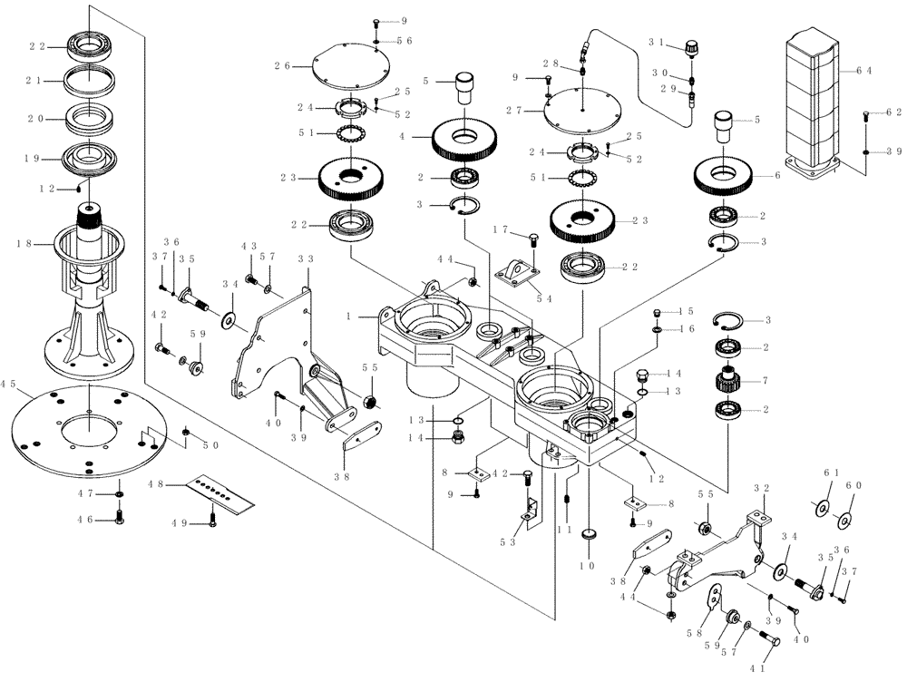 Схема запчастей Case IH 7000 - (A04.01[01]) - Basecutter Gearbox (60) - PRODUCT FEEDING
